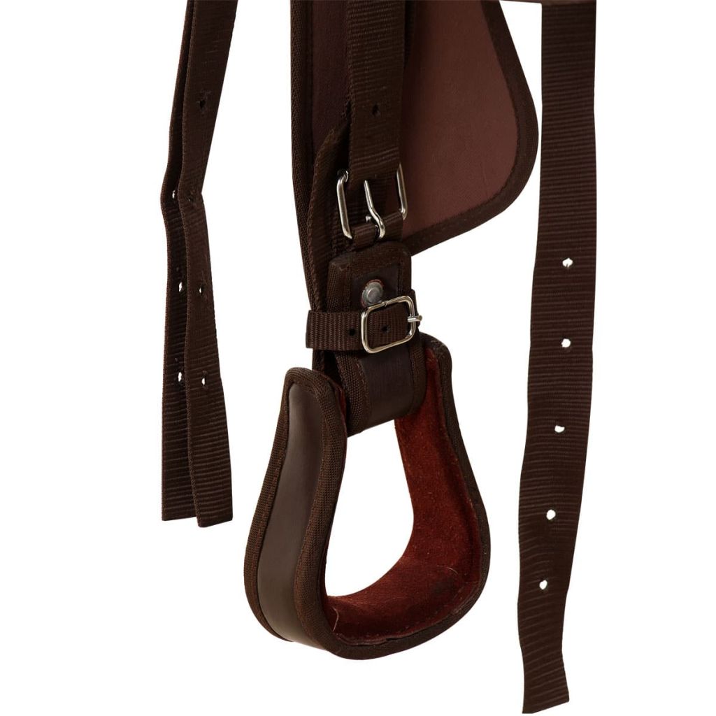 Western Saddle, Headstall&Breast Collar Real Leather 17" Brown