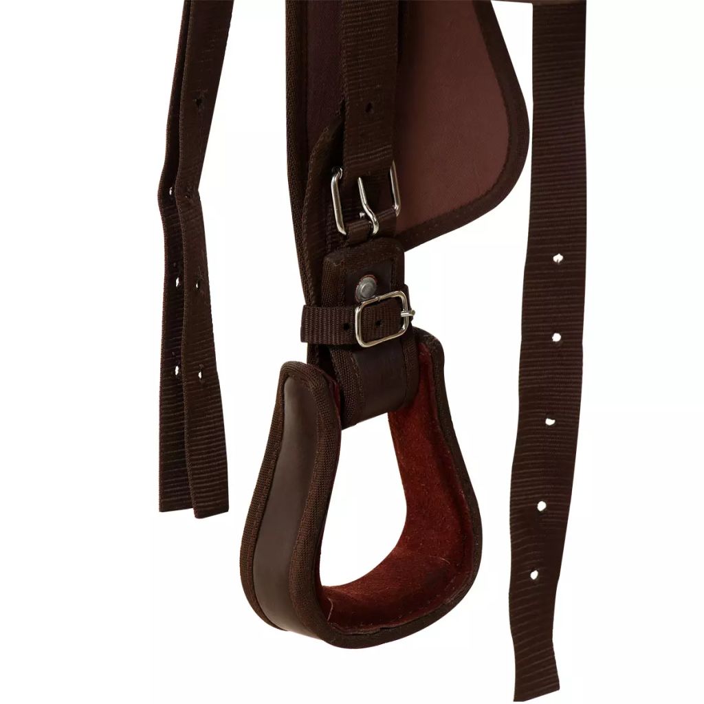 Western Saddle, Headstall&Breast Collar Real Leather 13" Brown