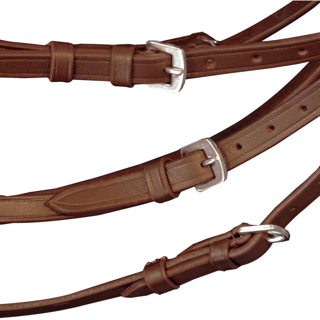 Leather Flash Bridle with Reins and Bit Brown Pony