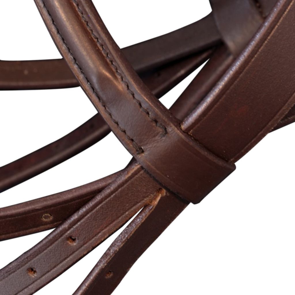 Leather Flash Bridle with Reins and Bit Brown Full
