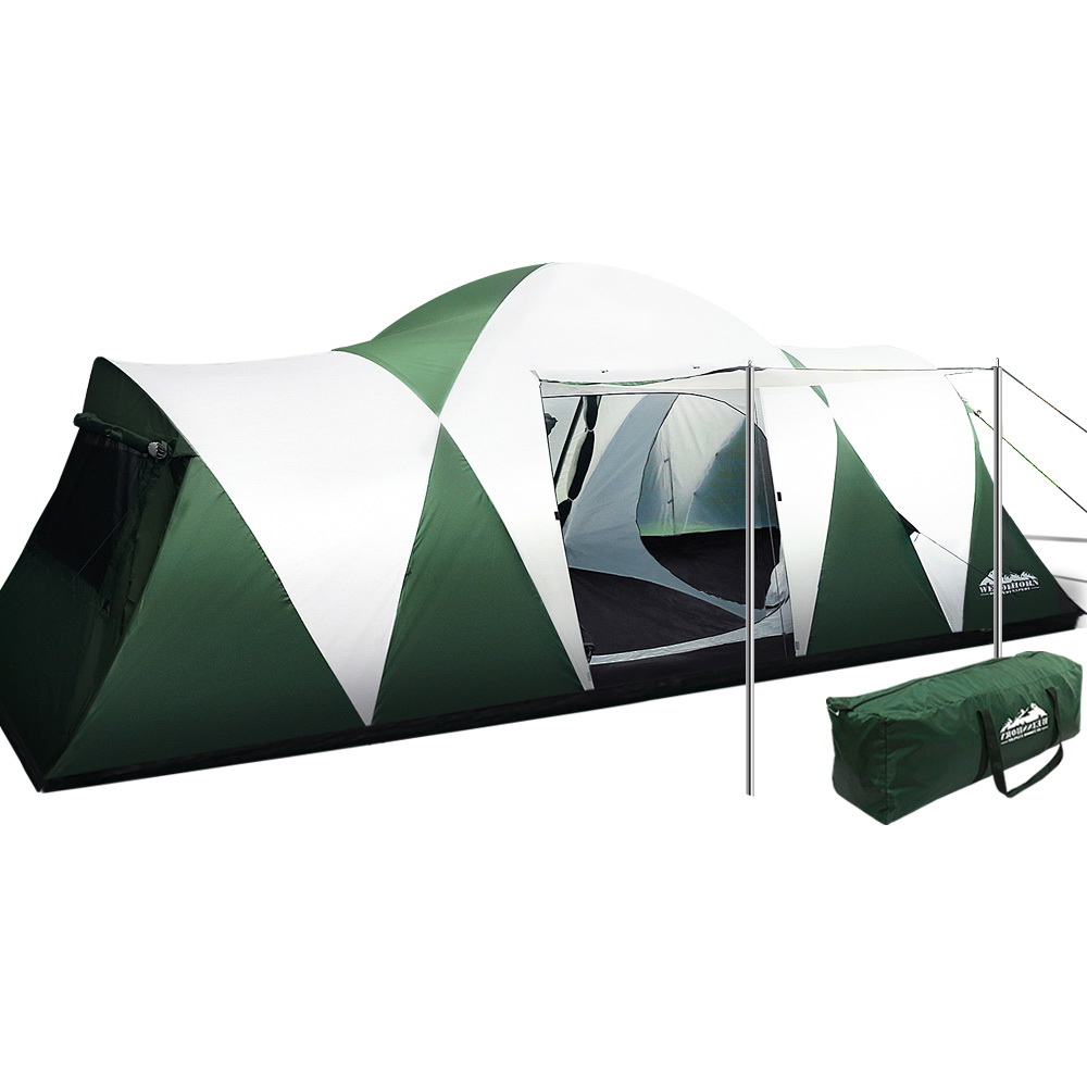 Weisshorn Family Camping Tent 12 Person Hiking Beach Tents 3 Rooms Green Campingswagonline