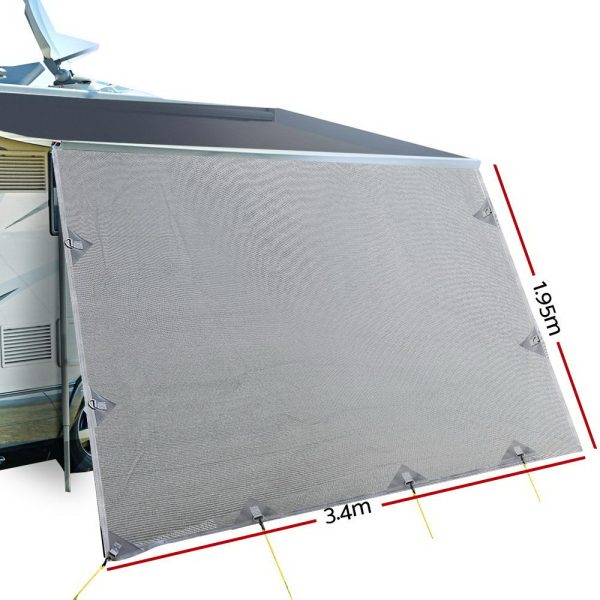 3.4M Caravan Privacy Screens Roll Out Awning End Wall Side Sun Shade