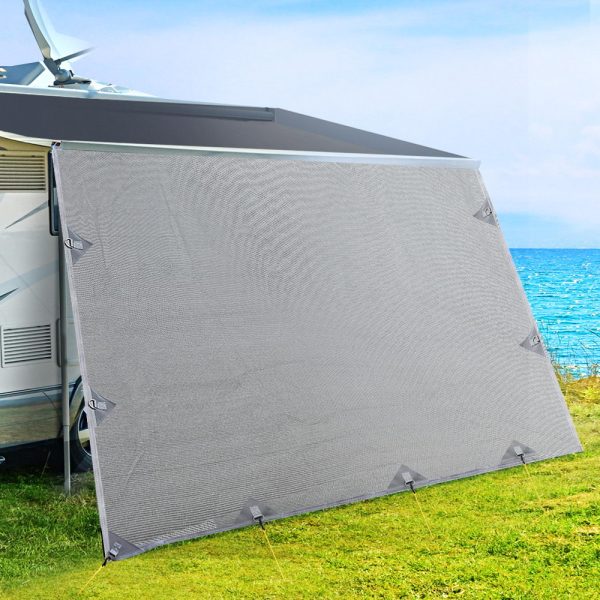 3.4M Caravan Privacy Screens Roll Out Awning End Wall Side Sun Shade – 3.7×1.95 m
