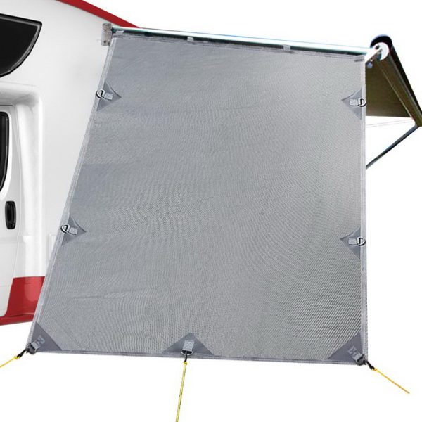 Caravan Privacy Screen 1.95 x 2.2M End Wall Side Sun Shade Roll Out Awning – Grey