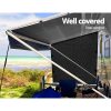 Caravan Privacy Screen 1.95 x 2.2M End Wall Side Sun Shade Roll Out Awning – Black