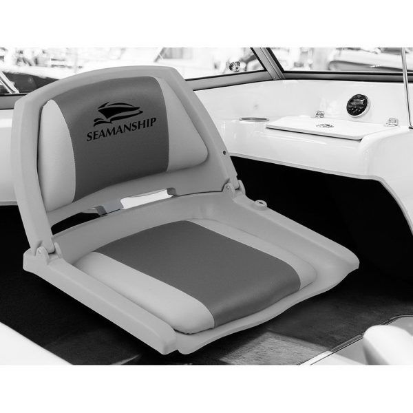Set of 2 Folding Swivel Boat Seats – Grey & Charcoal