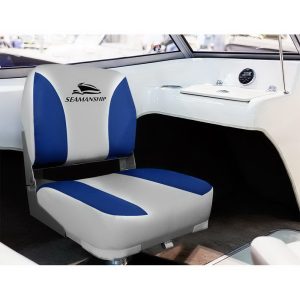 Seamanship Set of 2 Folding Swivel Boat Seats – Grey and Blue