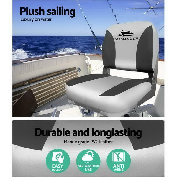 Seamanship Set of 2 Folding Swivel Boat Seats – Grey