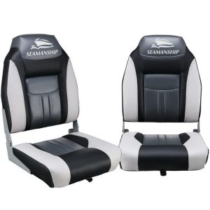 Seamanship Set of 2 Folding Swivel Boat Seats – Black