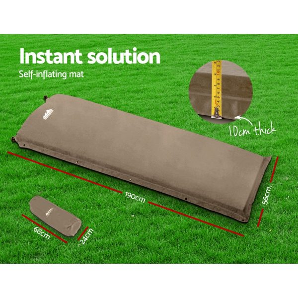 Weisshorn Single Size Self Inflating Matress Mat Joinable 10CM Thick – Coffee, 190x56x10 cm