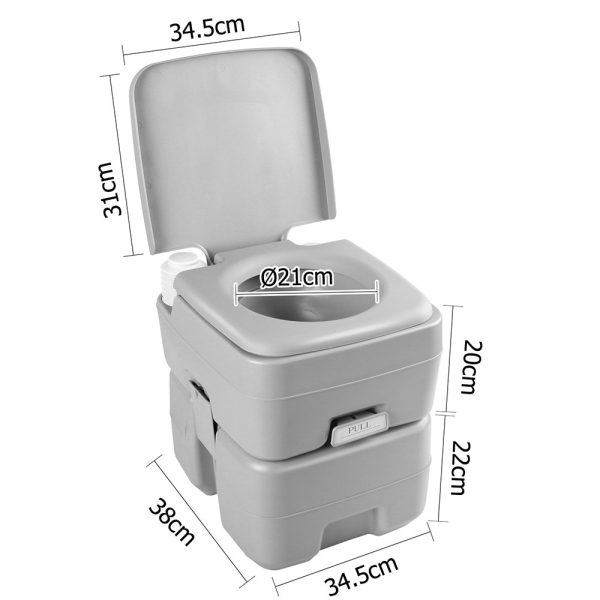 Weisshorn 20L Portable Outdoor Camping Toilet – Grey – With Carry Bag