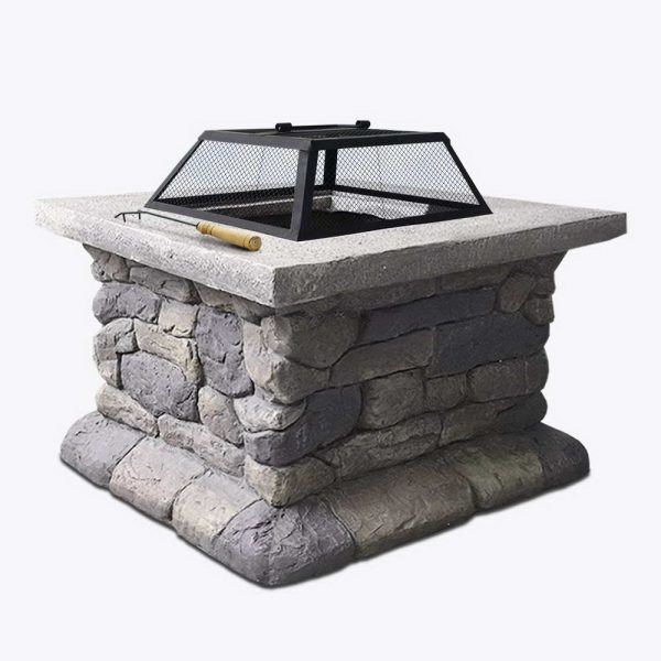Grillz Stone Base Outdoor Patio Heater Fire Pit Table – 55x55x50 cm
