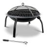 Fire Pit BBQ Charcoal Smoker Portable Outdoor Camping Pits Patio Fireplace – 76x76x42.5 cm