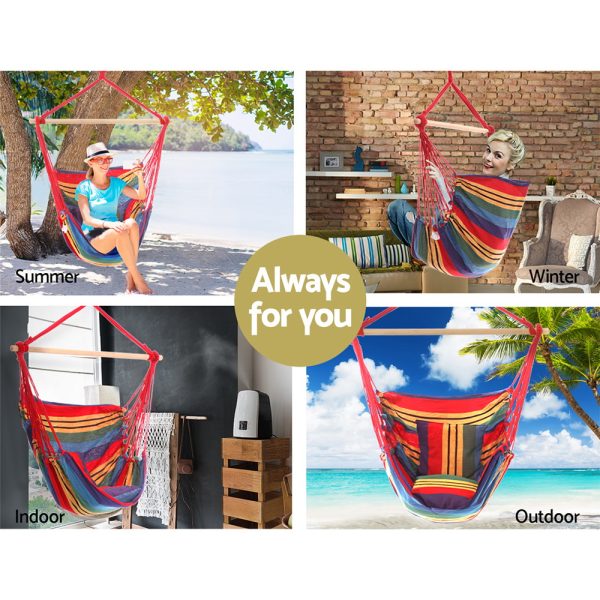 Gardeon Hammock Swing Chair – MULTICOLOUR, Without Stand