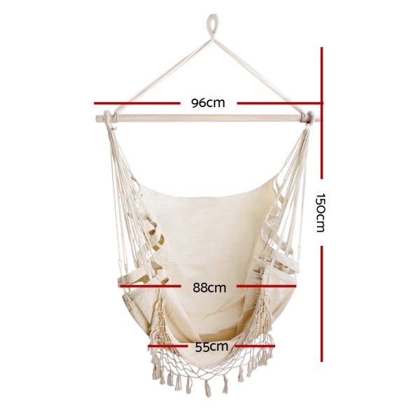 Gardeon Hammock Swing Chair – Cream, Without Stand