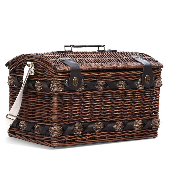 Alfresco 4 Person Picnic Basket Baskets Wicker Deluxe Outdoor Insulated Blanket – Copp