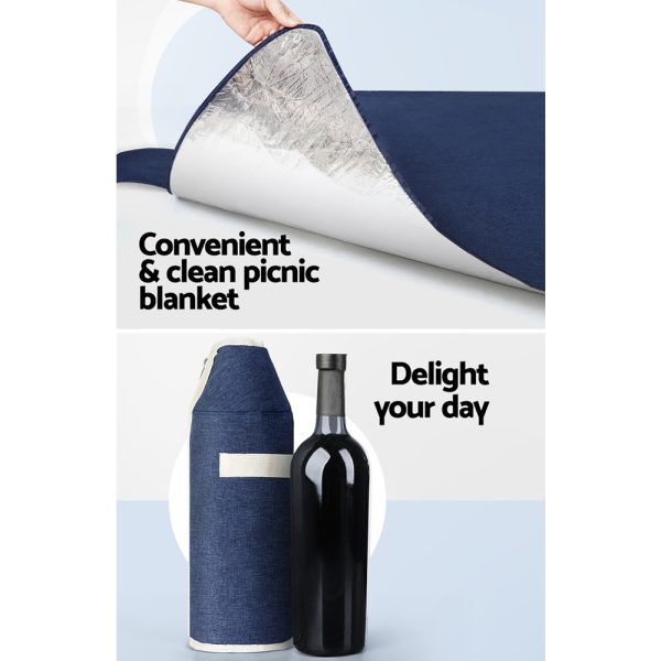Alfresco Picnic Basket Backpack Set Cooler Bag 4 Person Outdoor Liquor – Blue and White