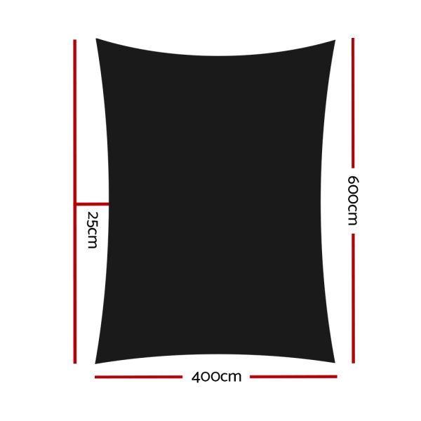 Instahut Sun Shade Sail Cloth Shadecloth Rectangle Canopy 280gsm – Black, 4×6 m