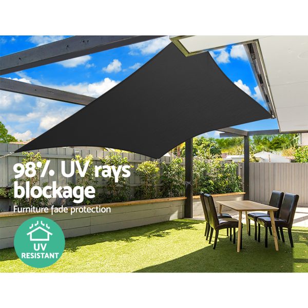 Instahut Sun Shade Sail Cloth Shadecloth Rectangle Canopy 280gsm – Black, 4×6 m