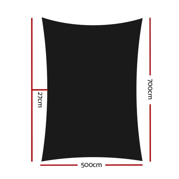 Instahut Sun Shade Sail Cloth Shadecloth Rectangle Canopy 280gsm – Black, 5×7 m