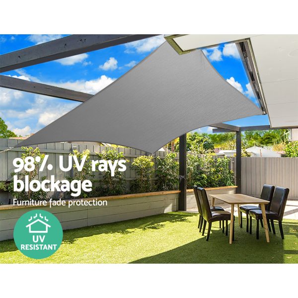Instahut Sun Shade Sail Cloth Shadecloth Rectangle Canopy 280gsm – Grey, 6×8 m