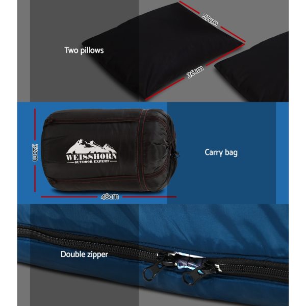 Weisshorn Sleeping Bag Camping Hiking Tent Outdoor Comfort 5 Degree – Navy Blue