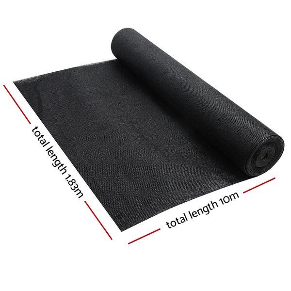 Instahut Shade Sail Cloth – Black, 1.83×10 m