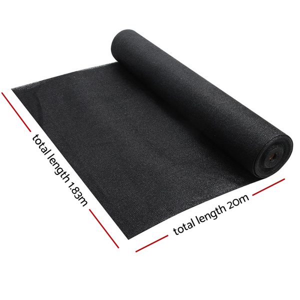 Instahut Shade Sail Cloth – Black, 1.83×20 m