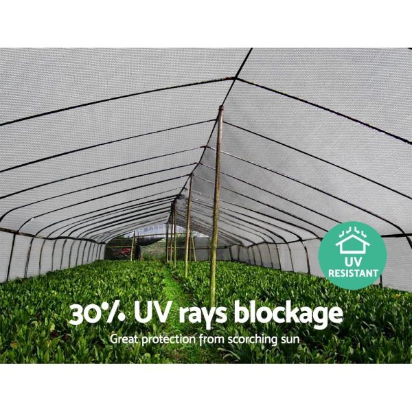 Instahut 30% UV Shade Cloth Shadecloth Sail Garden Mesh Roll Outdoor – White, 3.66×30 m