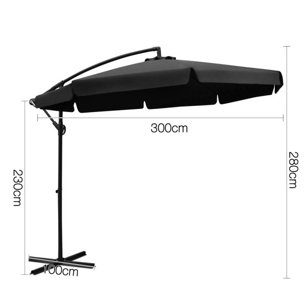 Instahut 3M Outdoor Umbrella – Black