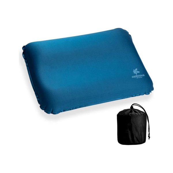 Self Inflating Camping Pillow with Ergonomic 4D Support – Blue
