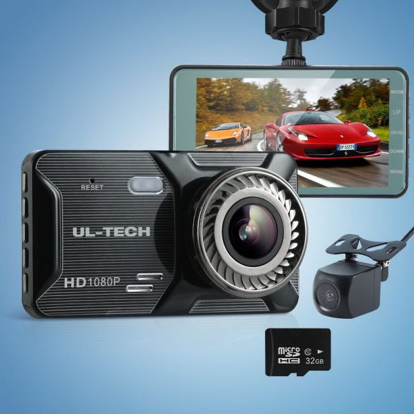 1080P 4″ Dash Camera Dual Lens Car DVR Recorder Front Rear Night Vision