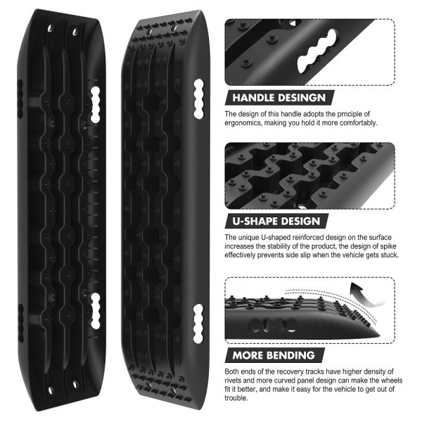 X-BULL KIT1 Recovery track Board Traction Sand trucks strap mounting 4×4 Sand Snow Car BLACK