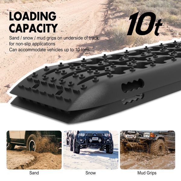 X-BULL KIT1 Recovery track Board Traction Sand trucks strap mounting 4×4 Sand Snow Car BLACK