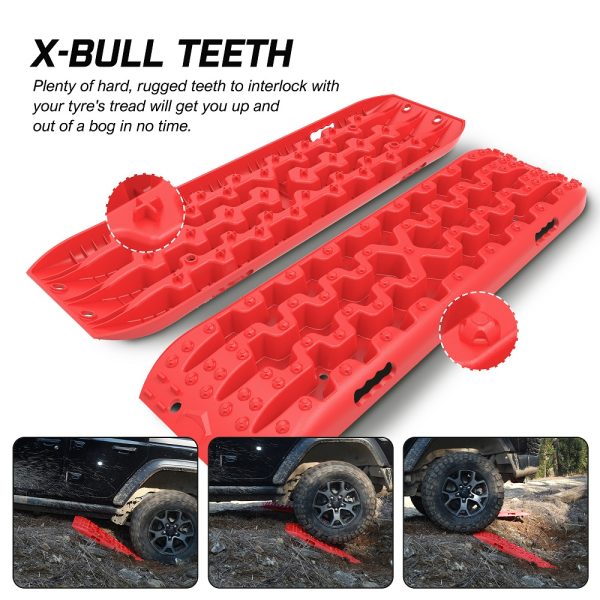 X-BULL Recovery tracks Sand tracks 2pcs 10T Sand / Snow / Mud 4WD Gen 3.0 – Red