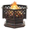 Rustic Fire Pit with Poker 62x54x56 cm XXL Steel