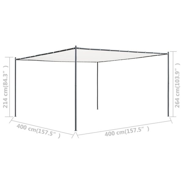 Gazebo with Roof – White, 4x4x2.2/2.7 m