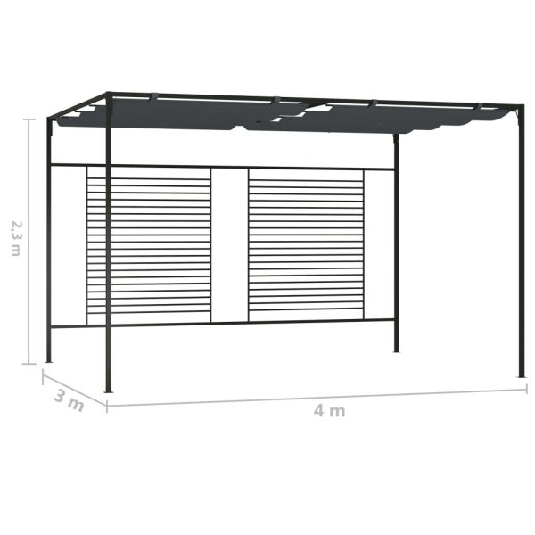 Gazebo with Retractable Roof 4x3x2.3 m Anthracite 180 g/m²