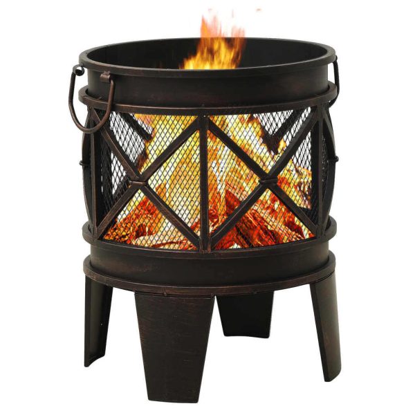 Rustic Fire Pit with Poker Φ42×54 cm Steel