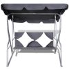 Outdoor Hanging Rattan Swing Bench with a Canopy Black