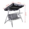 Outdoor Hanging Rattan Swing Bench with a Canopy Black