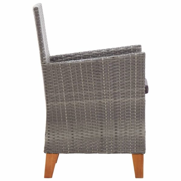 Garden Chairs 2 pcs with Cushions Poly Rattan Grey
