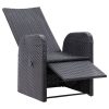 Reclining Garden Chair with Cushion Poly Rattan Black