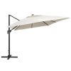 Cantilever Umbrella with LED Lights and Aluminium Pole 400×300 cm – Sand