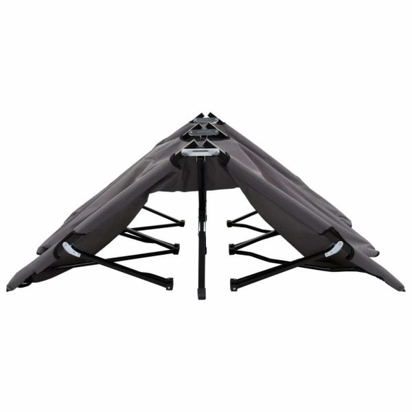 Two Person Folding Sun Lounger Grey Steel