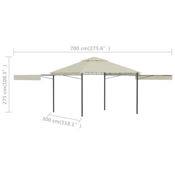 Gazebo with Double Extended Roofs 3x3x2.75 m 180 g/m – Cream