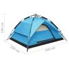 Pop-Up Camping Tent 2-3 Person 240x210x140 cm Blue