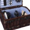 Picnic Basket Set 2 Person Willow Baskets Deluxe Outdoor Travel Camping Blanket