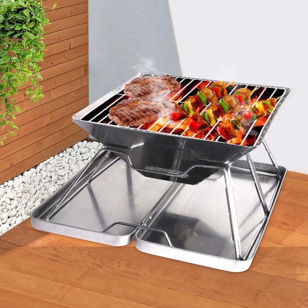 Charcoal BBQ Grill Foldable Barbecue Portable Outdoor Steel Roast Camping Picnic