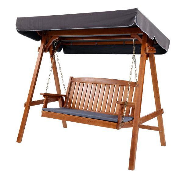 Swing Chair Wooden Garden Bench Canopy Outdoor Furniture
